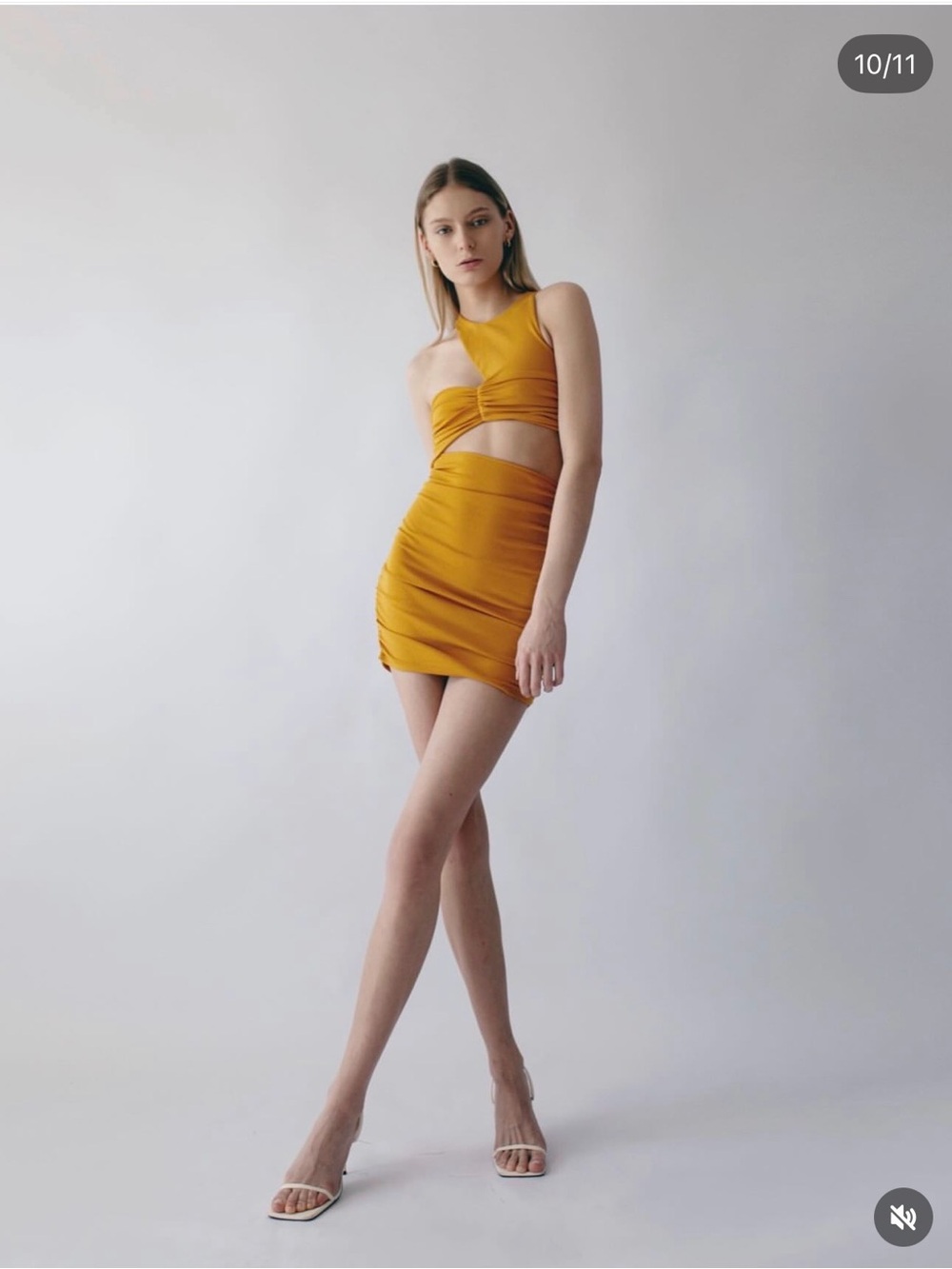 ZARA Mustard Yellow Cutout Mini Dress